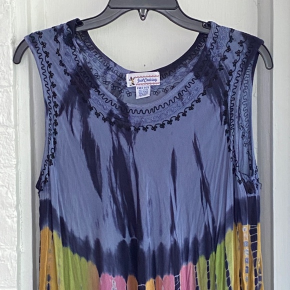 JUST CRUISING Hippie Dress 100% Rayon Tie Dye Hippie Dress Made In India - Picture 9 of 9